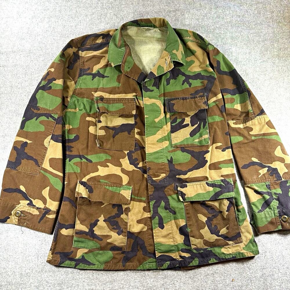 US Military 1999 Woodland Camouflage BDU Combat Jacket Large Long